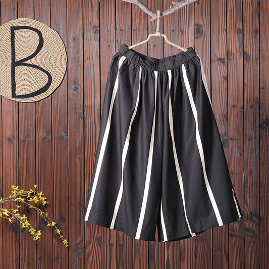 Women Summer Casual Stripe Wide Leg Pants