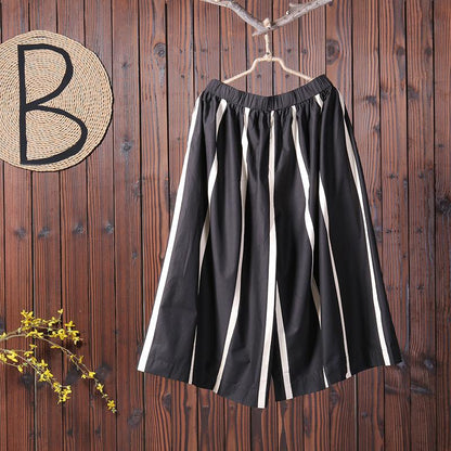 Women Summer Casual Stripe Wide Leg Pants