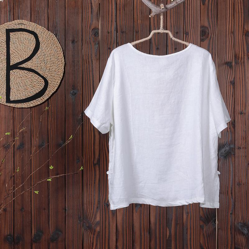 Women Summer Embroidery High Low Hem Frog T-Shirt