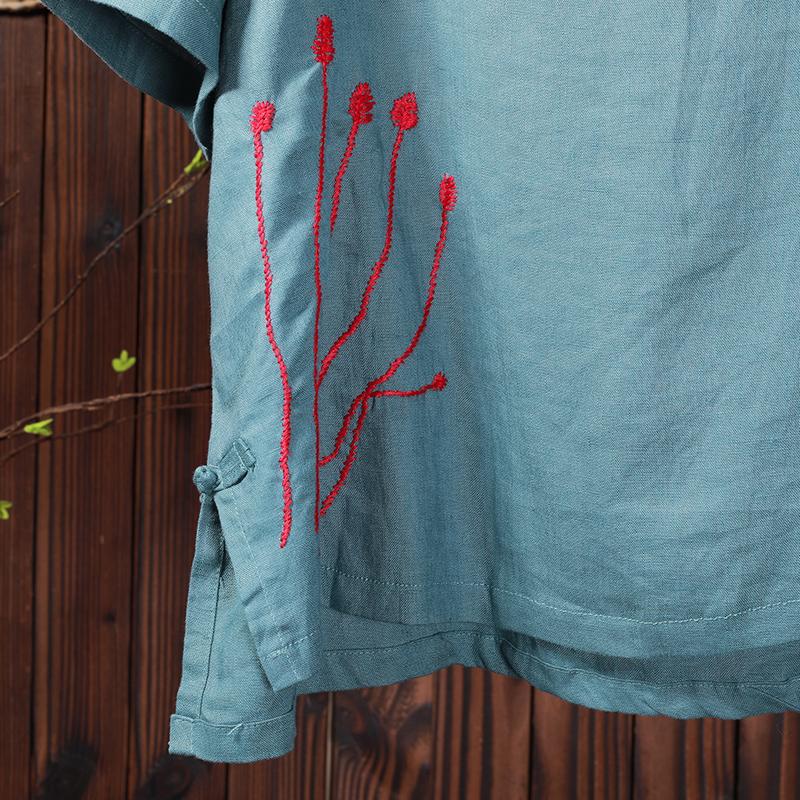 Women Summer Embroidery High Low Hem Frog T-Shirt