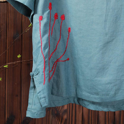 Women Summer Embroidery High Low Hem Frog T-Shirt