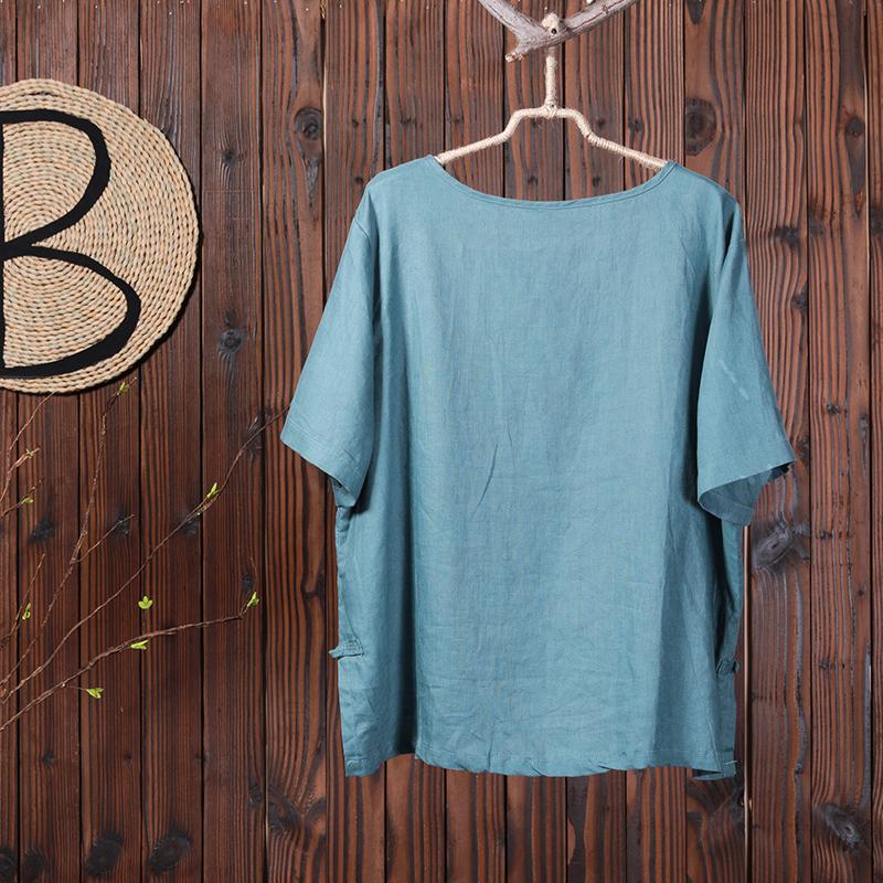 Women Summer Embroidery High Low Hem Frog T-Shirt