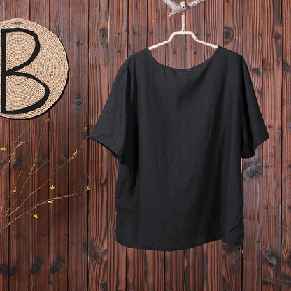 Women Summer Embroidery High Low Hem Frog T-Shirt