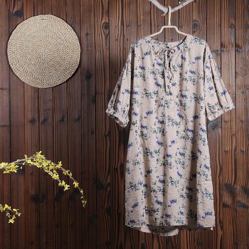 Women Summer Floral Casual Short Sleeve Loose Dress