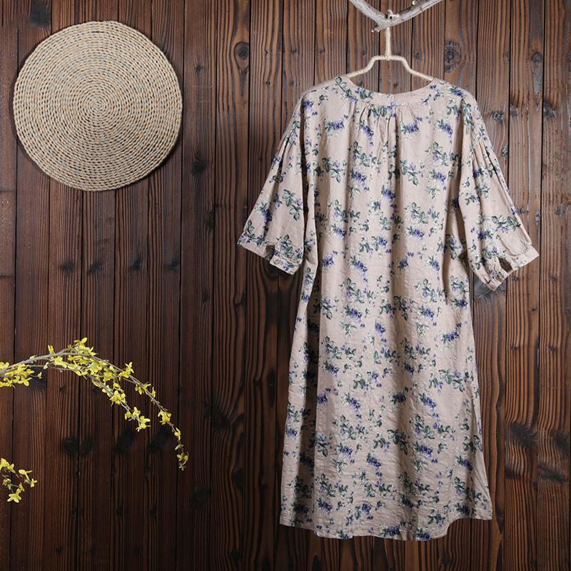 Women Summer Floral Casual Short Sleeve Loose Dress