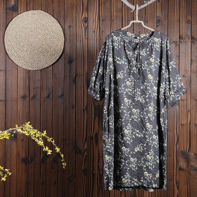 Women Summer Floral Casual Short Sleeve Loose Dress