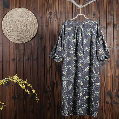Women Summer Floral Casual Short Sleeve Loose Dress