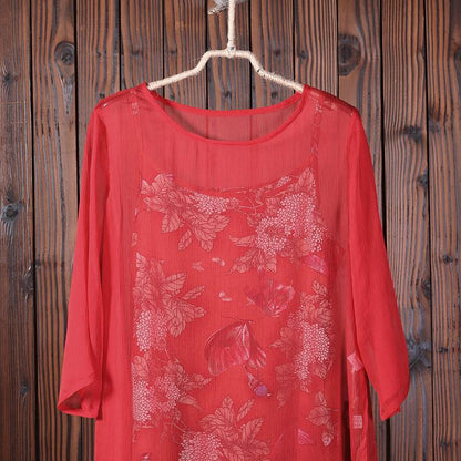 Women Summer Floral Split Casual Two Piece Suit