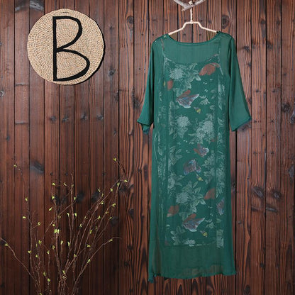 Women Summer Floral Split Casual Two Piece Suit