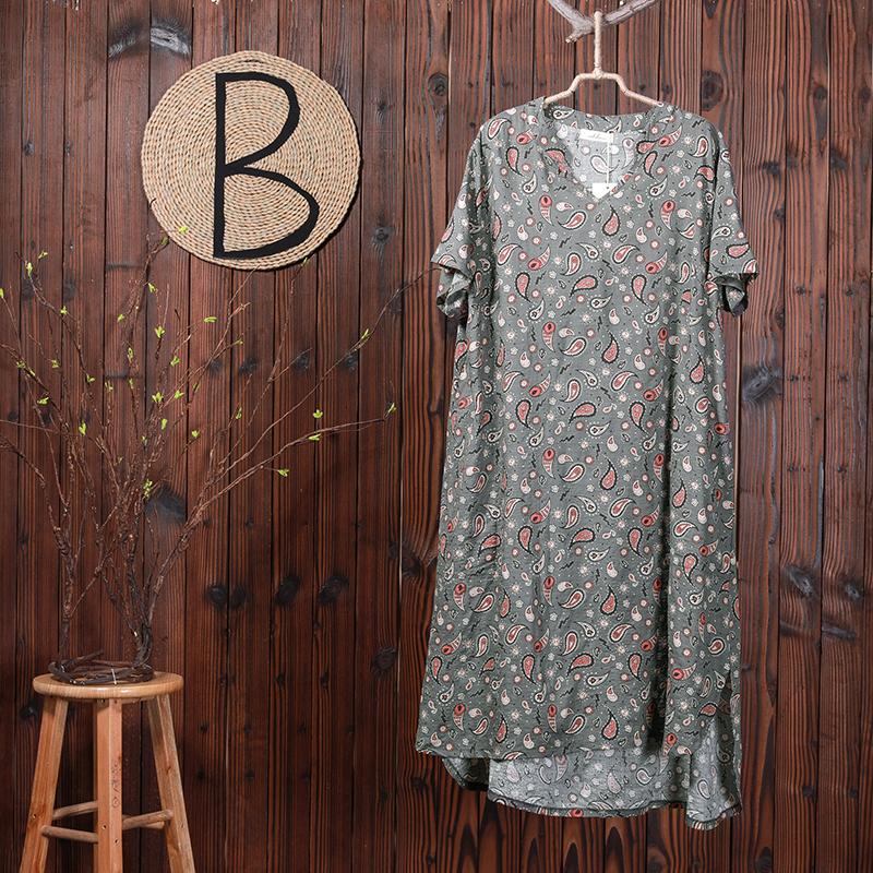 Women Summer Print Split High Low Hem Maxi Dress