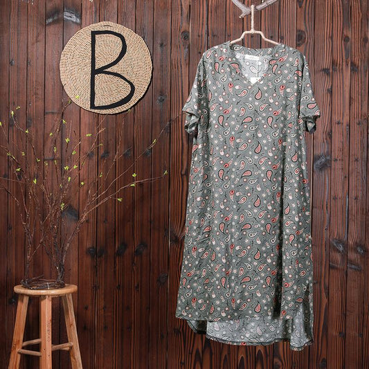 Women Summer Print Split High Low Hem Maxi Dress