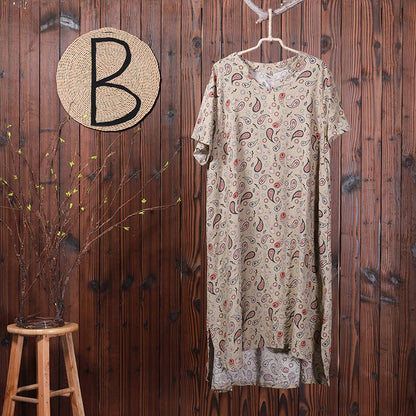 Women Summer Print Split High Low Hem Maxi Dress