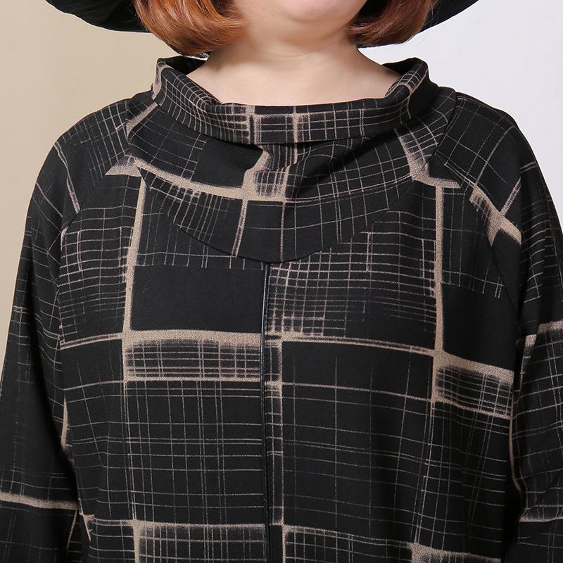 Women Three Quarter Sleeve Plaid Loose Dress