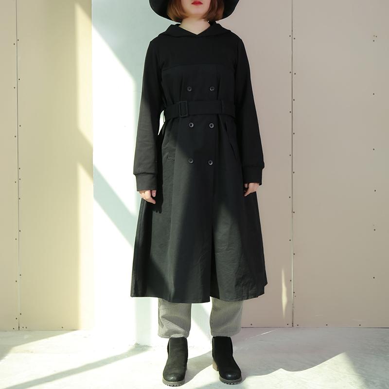 Women Winter Casual Cotton Solid Loose Long Sleeve Trench Coat