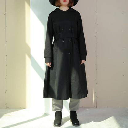 Women Winter Casual Cotton Solid Loose Long Sleeve Trench Coat