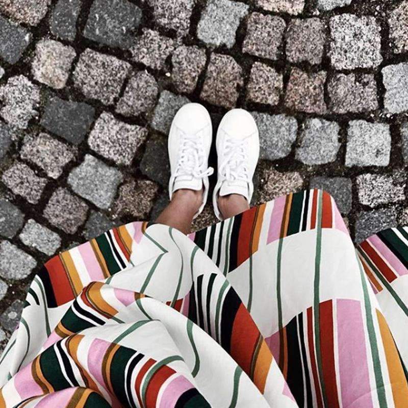 Women Spring Casual Striped Ankle-Length Pullover Loose Dress