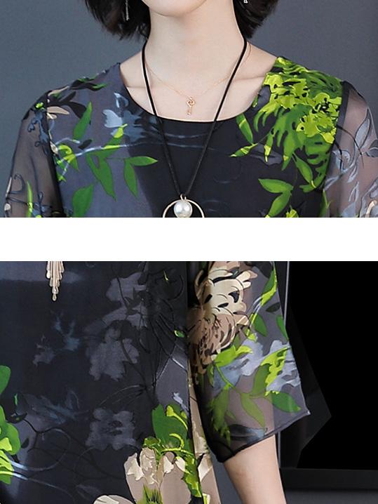 Women's Summer Elbow Sleeve Silk Dress