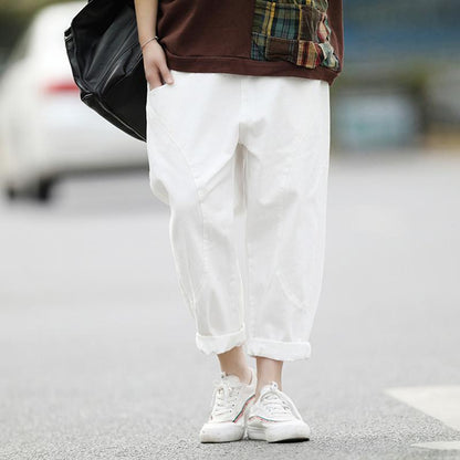 Womens Baggy Washed Plain Casual Harem Pants