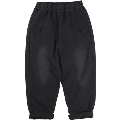 Womens Baggy Washed Plain Casual Harem Pants