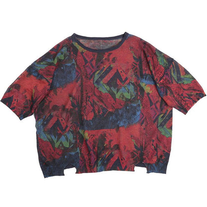 Womens Casual Loose Linen Multicolor T-Shirt