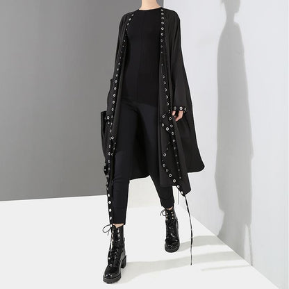 Womens Punk Metallic Cardigan Windbreaker Coat