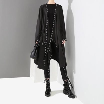Womens Punk Metallic Cardigan Windbreaker Coat