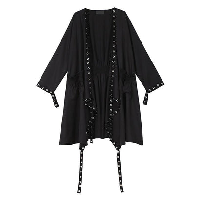 Womens Punk Metallic Cardigan Windbreaker Coat