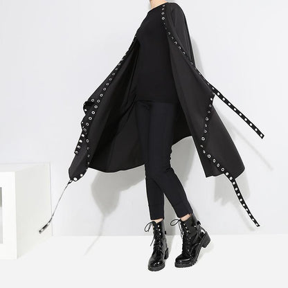 Womens Punk Metallic Cardigan Windbreaker Coat