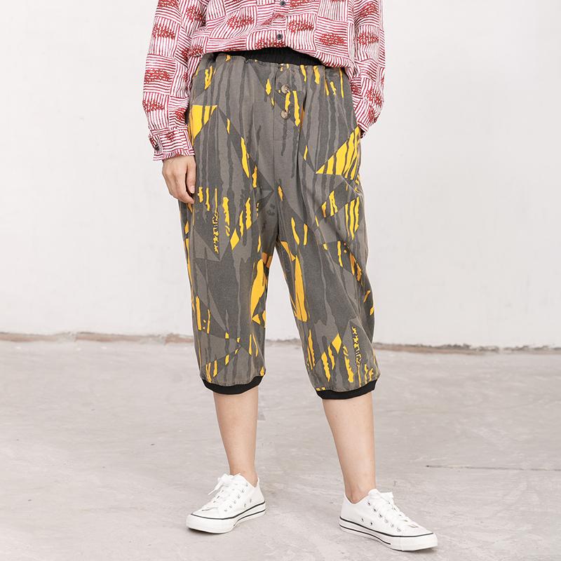 Womens Summer Geometric Casual Capri Harem Pants