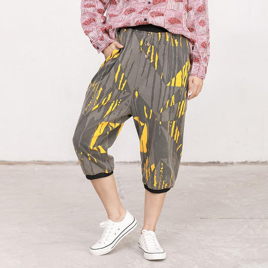 Womens Summer Geometric Casual Capri Harem Pants
