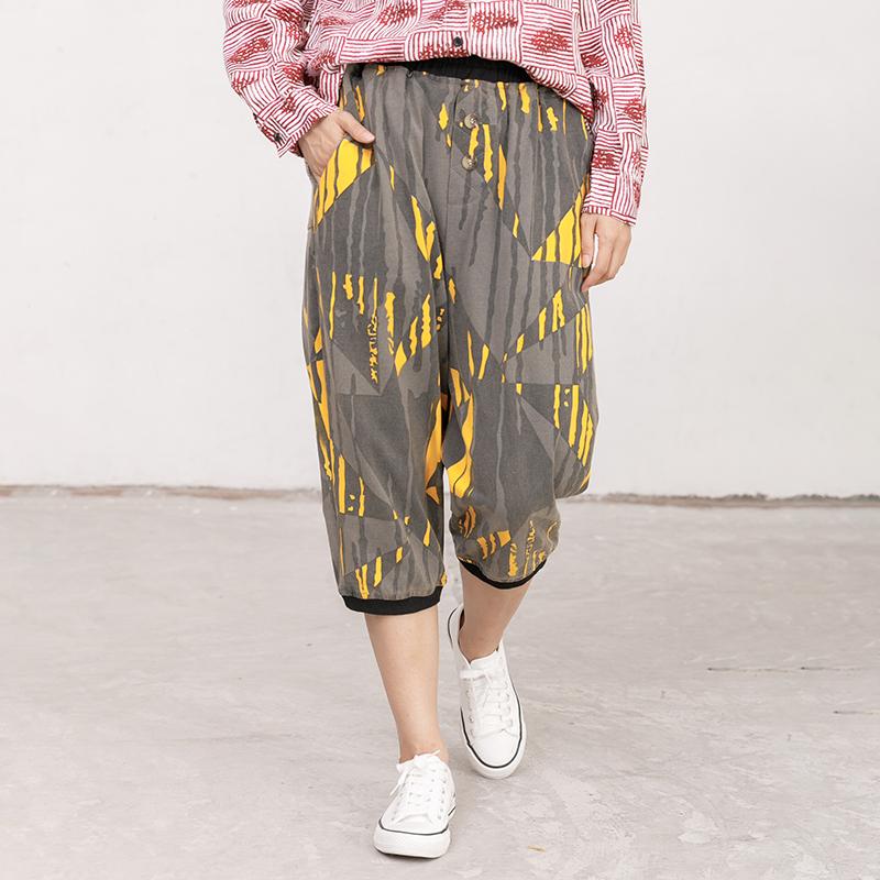 Womens Summer Geometric Casual Capri Harem Pants