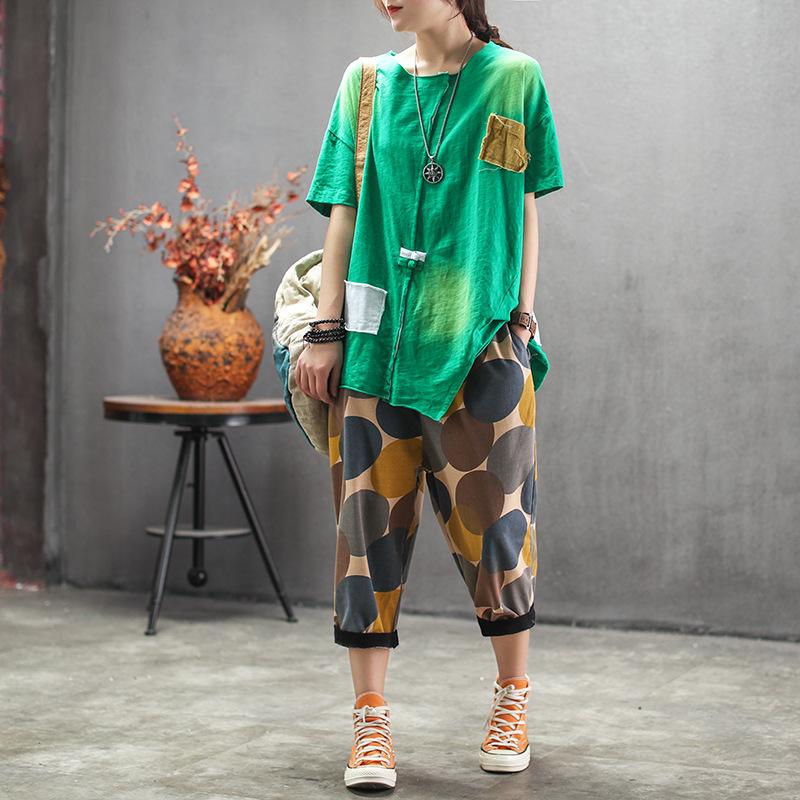 Womens Summer Geometric Casual Capri Harem Pants