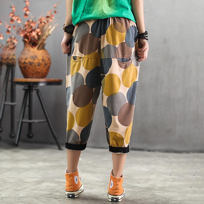 Womens Summer Geometric Casual Capri Harem Pants