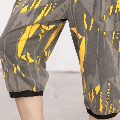 Womens Summer Geometric Casual Capri Harem Pants