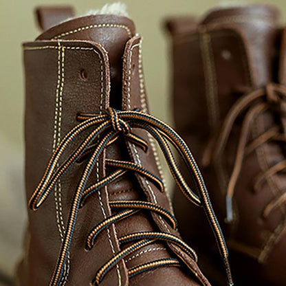 Wool-lined Retro Leather Boots