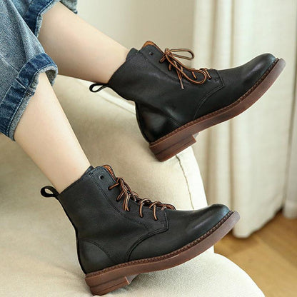 Wool-lined Retro Leather Boots