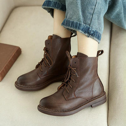 Wool-lined Retro Leather Boots