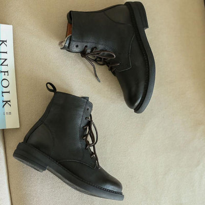 Wool-lined Retro Leather Boots
