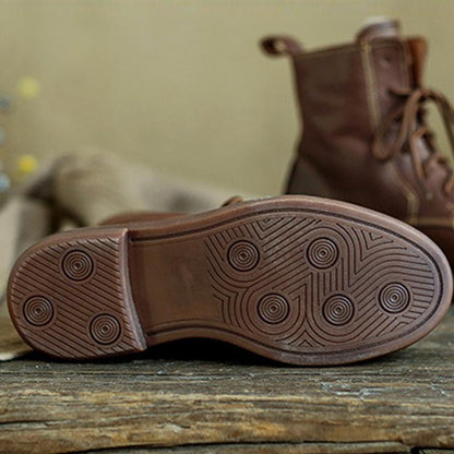 Wool-lined Retro Leather Boots