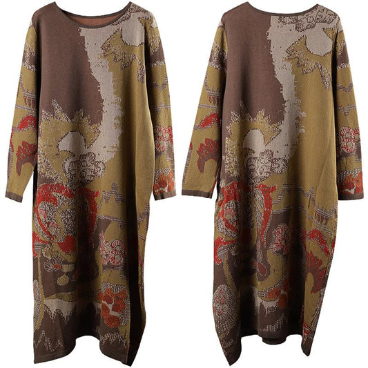 Yarn-dyed Jacquard Loose Knit Dress