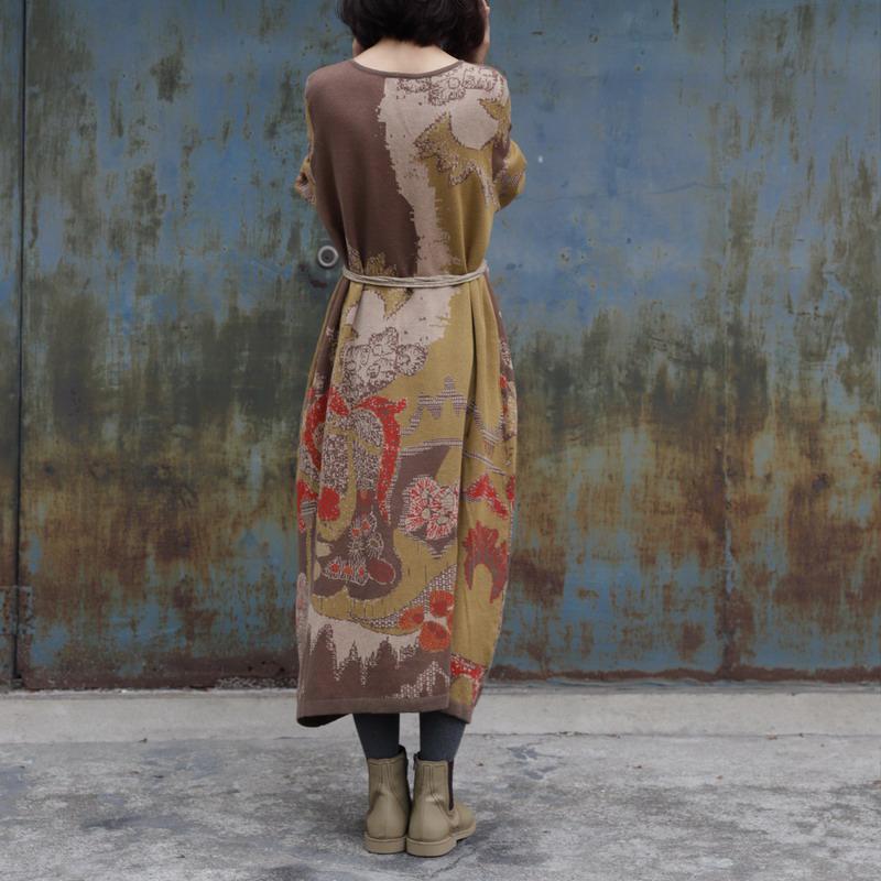 Yarn-dyed Jacquard Loose Knit Dress