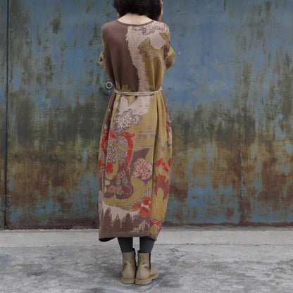 Yarn-dyed Jacquard Loose Knit Dress