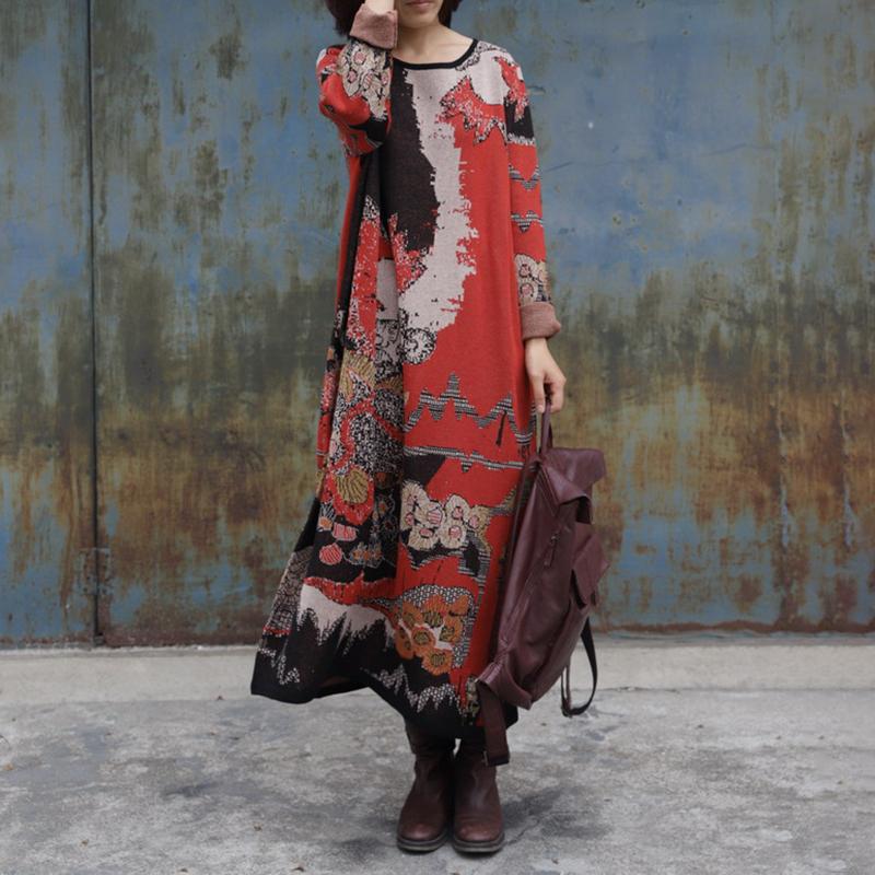 Yarn-dyed Jacquard Loose Knit Dress