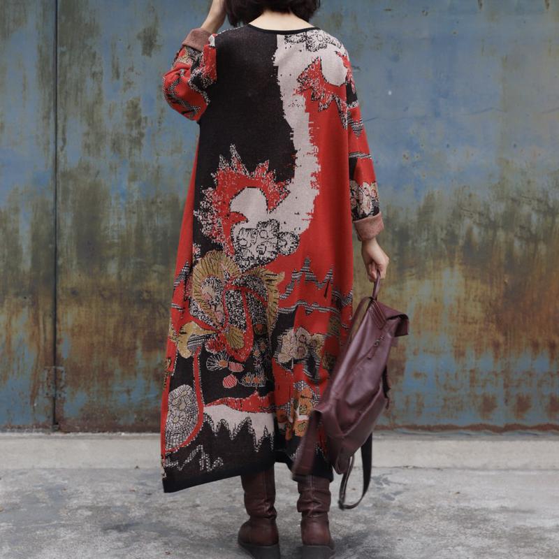 Yarn-dyed Jacquard Loose Knit Dress