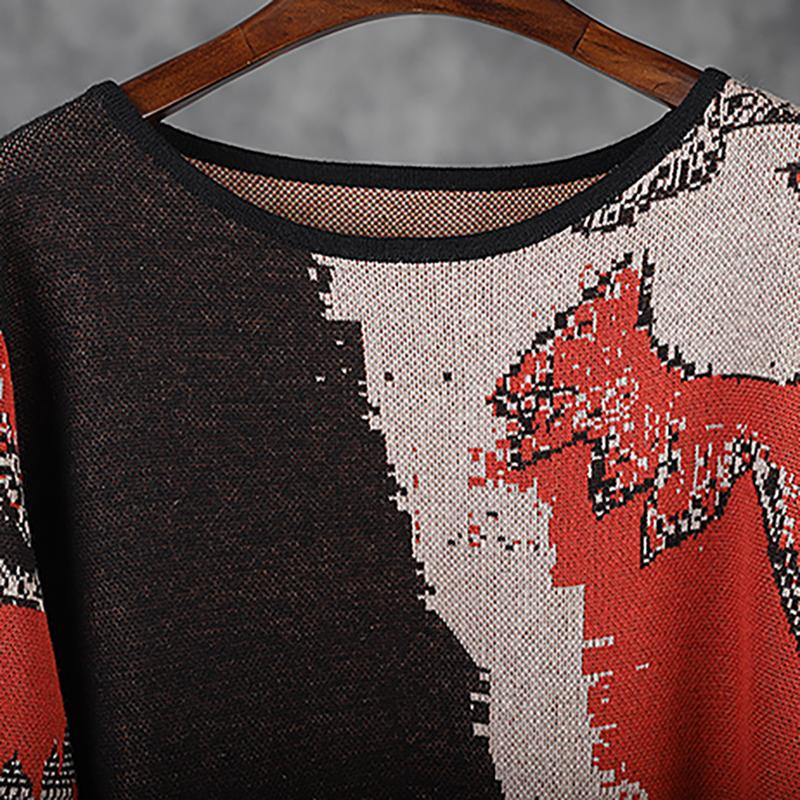 Yarn-dyed Jacquard Loose Knit Dress