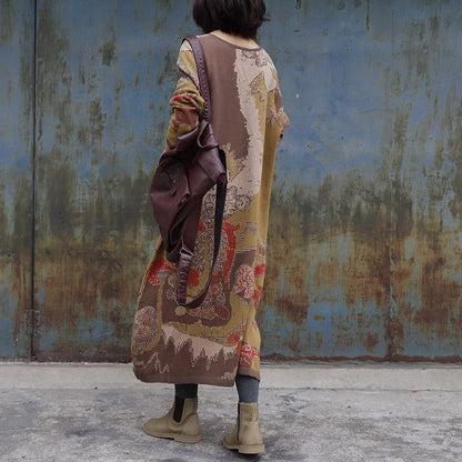 Yarn-dyed Jacquard Loose Knit Dress