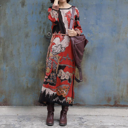 Yarn-dyed Jacquard Loose Knit Dress