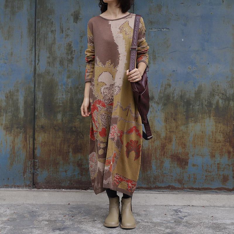 Yarn-dyed Jacquard Loose Knit Dress