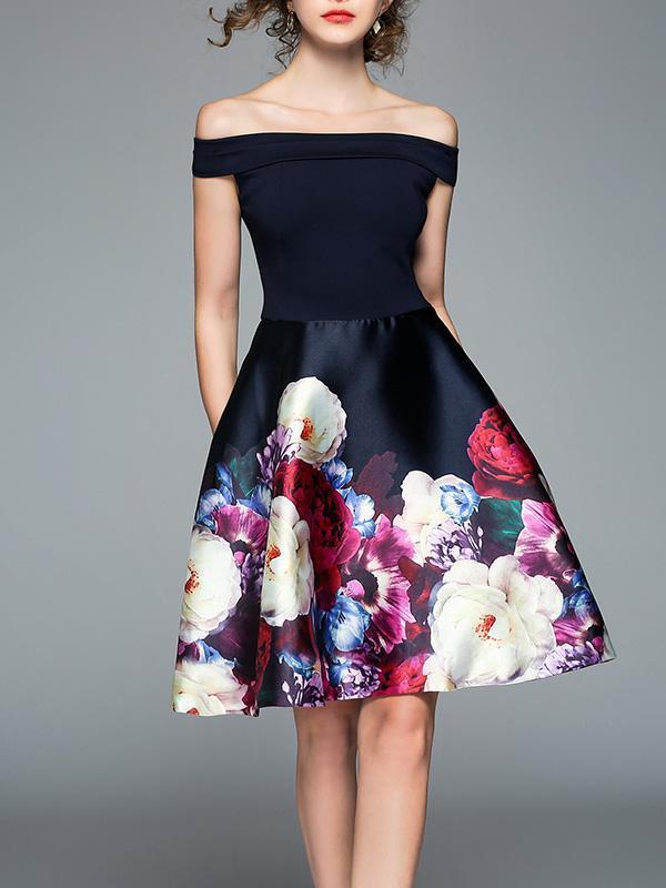 Elegant Printed Slim Fit Mini Dress