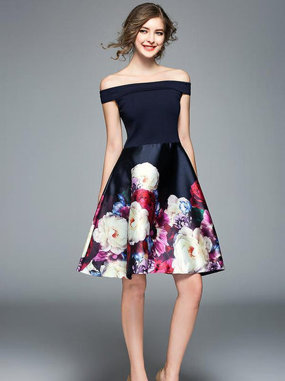 Elegant Printed Slim Fit Mini Dress